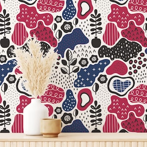Abstract Independence Day wallpaper - Peel and Stick Wallpaper or Non Pasted Wallpaper / Fun Removable wallpaper / Red wallpaper