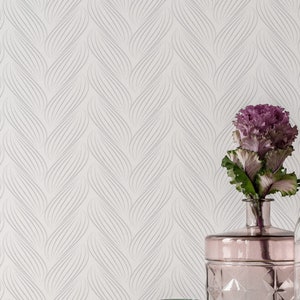 Herringbone Peel and Stick wallpaper / Braid Removable wallpaper / Minimalist gray and white wallpaper - Self-adhesive or Traditional