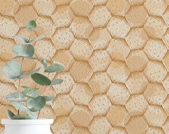 Honeycomb Peel and Stick wallpaper / Hexagon Removable wallpaper / Honeycomb wallpaper - Self-adhesive or Traditional