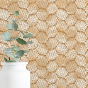 Honeycomb Peel and Stick wallpaper / Hexagon Removable wallpaper / Honeycomb wallpaper - Self-adhesive or Traditional