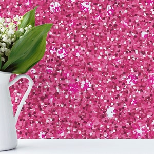 Doll House Glitter Effect wallpaper - Peel and Stick Wallpaper or Non Pasted Wallpaper / Fun Removable wallpaper / Pink wallpaper