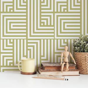 Geometric Peel and Stick wall covering / Maze Removable wallpaper / Geometric wallpaper - Self-adhesive or Traditional