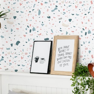 Terrazzo Peel and Stick wallpaper / Bold Mosaic Removable wallpaper / Terrazzo wallpaper - Self-adhesive or Traditional