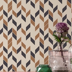 Brown and gray Chevron Peel and Stick wallpaper / Geometric Removable wallpaper / Brown and gray wallpaper - Self-adhesive or Traditional