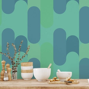 Turquoise Geometry wallpaper - Peel and Stick Wallpaper or Non Pasted Wallpaper / Geometric Removable wallpaper / Turquoise wallpaper