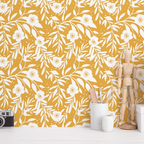 Floral Peel and Stick Wallpaper / Bold Removable Wallpaper / Etsy