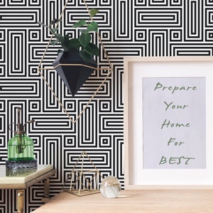 Geometric pattern Removable wallpaper / Art Deco Peel and Stick wallpaper / Geometric wallpaper - Self-adhesive or Traditional