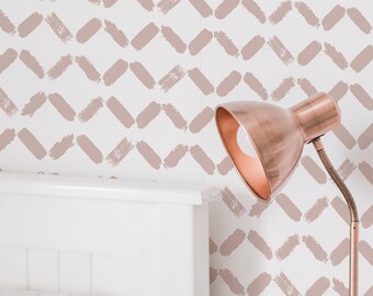 Blush Minimalist Chevron Wallpaper: Modern Zigzag Pattern (Peel and Stick or Non Pasted, Custom Sizes)