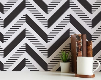 Herringbone Peel and Stick wallpaper / Chevron Removable wallpaper / Geometric wallpaper - Self-adhesive or Traditional