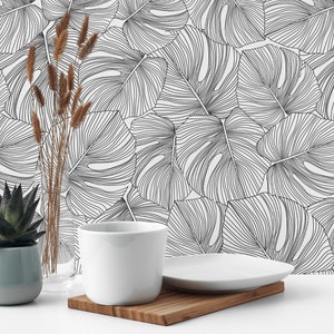 Monstera Wallpaper, Floral Wallpaper, Self-Adhesive, Removable