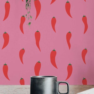 Red Hot Chili Peppers Peel and Stick Wallpaper or Non Pasted Wallpaper / Bright Removable wallpaper / Pink self-adhesive wallpaper