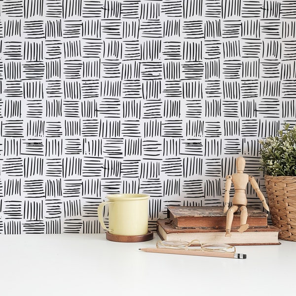 Removable Wallpaper Black and White Etsy