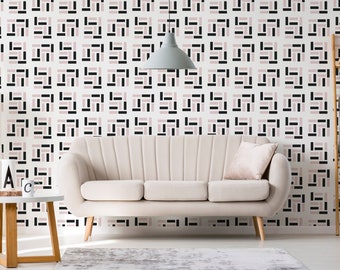 Geometric Peel and Stick wallpaper / Abstract Removable wallpaper / Bold wallpaper - Self-adhesive or Traditional