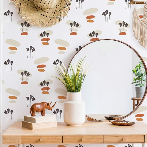 Modern Boho Removable Wallpaper / Selfadhesive or Traditional Etsy