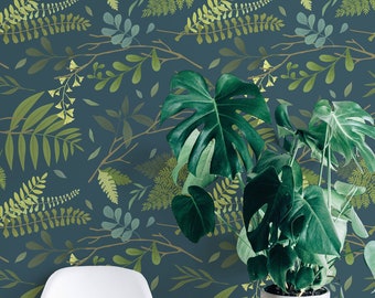 Green forest Peel and Stick wallpaper / Forest Removable wallpaper / Green wallpaper - Self-adhesive or Traditional