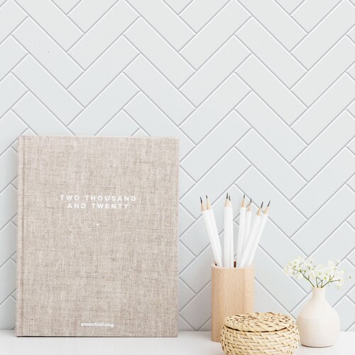 Gray and White Herringbone Peel and Stick Wallpaper / Etsy