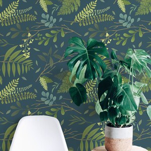 Green forest Peel and Stick wallpaper / Forest Removable wallpaper / Green wallpaper - Self-adhesive or Traditional
