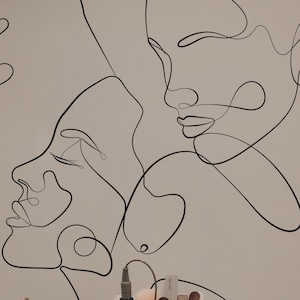Minimalist Line Art wallpaper - Peel and Stick Wallpaper or Non Pasted Wallpaper / Line art Removable wallpaper / Black and white wallpaper