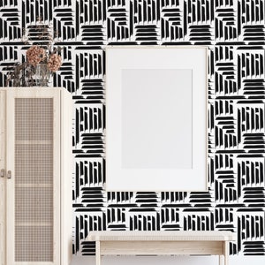 Black striped peel and stick wallpaper / Striped removable wallpaper / Black wallpaper - Self-adhesive or Traditional