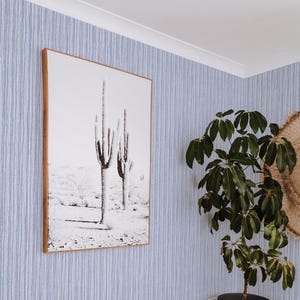 Blue and White Lines Wallpaper | Blue and White Coastal Peel and Stick Wallpaper - Removable Fabric or Vinyl, Non-Pasted | Custom Sizes
