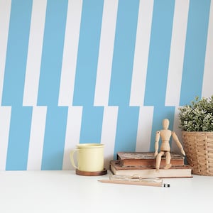 Broken Lines Peel and Stick wallpaper / Striped Removable wallpaper / Nautical blue wallpaper - Self-adhesive or Traditional
