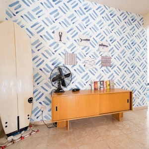 Brush stroke Peel and Stick wallpaper / Watercolor Removable wallpaper / Blue Geometric wallpaper - Self-adhesive or Traditional