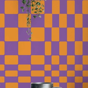 Bright Illusion wallpaper - Peel and Stick Wallpaper or Non Pasted Wallpaper / Geometric Removable wallpaper / Purple wallpaper