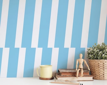 Broken Lines Peel and Stick wallpaper / Striped Removable wallpaper / Nautical blue wallpaper - Self-adhesive or Traditional