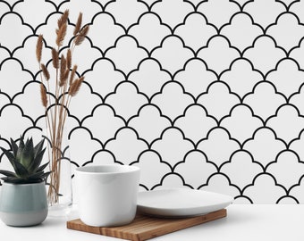 Papel pintado geométrico con diseño de celosía: patrón de celosía marroquí (autoadhesivo o sin adhesivo, colores y tamaños personalizados).