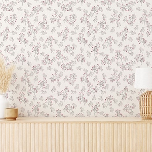 Small Floral Peel and Stick wallpaper / Delicate Removable wallpaper / Small Print wallpaper - Self-adhesive or Traditional