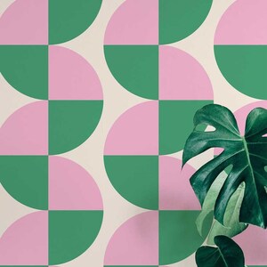 Bold semi-circles wallpaper - Peel and Stick Wallpaper or Non Pasted Wallpaper / Geometric Removable wallpaper / Green wallpaper