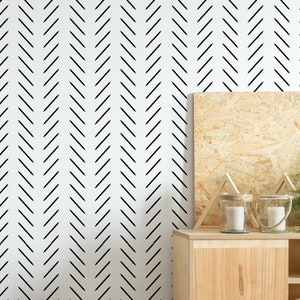 Contemporary Herringbone wallpaper - Self-adhesive or Traditional / Minimalist Peel and Stick wallpaper / Herringbone Removable wallpaper