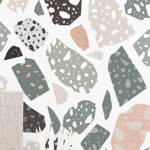 Terrazzo Peel and Stick wallpaper / Abstract Removable wallpaper / Colorful wallpaper - Self-adhesive or Traditional