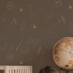 Brown Magier Wallpaper | Spaß Magier Muster Peel and Stick Wallpaper - Abnehmbarer Stoff oder Vinyl, nicht geklebt Kundenspezifische Größen