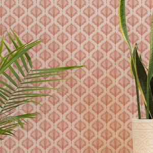 Art Deco Geometric wallpaper - Peel and Stick Wallpaper or Non Pasted Wallpaper / Geometric Removable wallpaper / Pink wallpaper