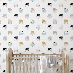 Playful Cat Peel and Stick wallpaper / Animal Removable wallpaper / Playful wallpaper - Self-adhesive or Traditional