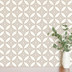 Elegant brown Geometric Peel and Stick wallpaper / Mid-century Removable wallpaper / Retro wallpaper - Self-adhesive or Traditional