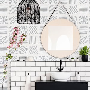Seamless Square Peel and Stick wallpaper / Abstract Removable wallpaper / Mosaic wallpaper - Self-adhesive or Traditional