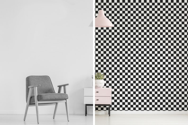 Checkered Peel and Stick Wallpaper / Checkered Removable | Etsy