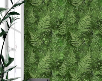 Fern and Moss Wallpaper: Biophilic Botanical Design (Non-Pasted, Pre-Pasted, Peel and Stick, Custom Sizes)