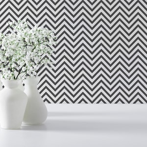Black and white Chevron Removable wallpaper / Zig Zag Peel and Stick wallpaper / Geometric wallpaper - Self-adhesive or Traditional