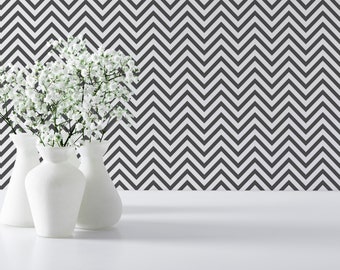 Black and white Chevron Removable wallpaper / Zig Zag Peel and Stick wallpaper / Geometric wallpaper - Self-adhesive or Traditional