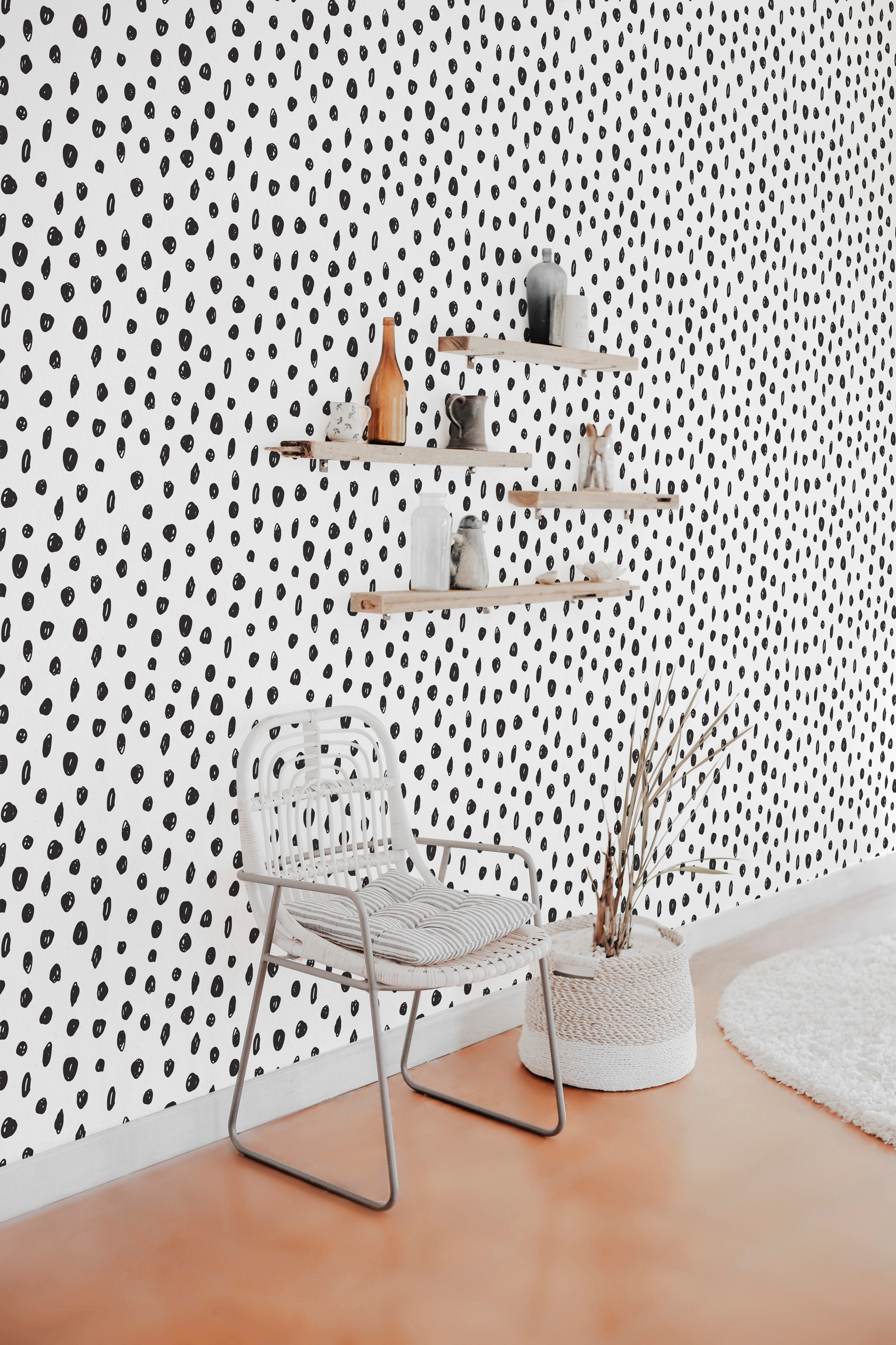Dotted Dot Peel and Stick Wallpaper / Hand Drawn Circles Etsy
