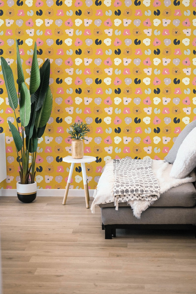 Floral Peel and Stick Wallpaper / Bold Floral Removable Etsy
