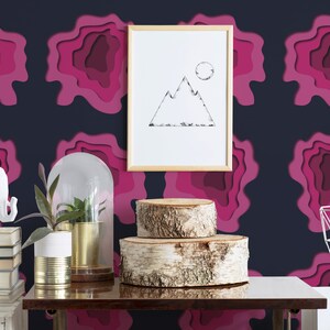 Paper Peel and Stick wallpaper / Abstract Removable wallpaper / Pink wallpaper - Self-adhesive or Traditional