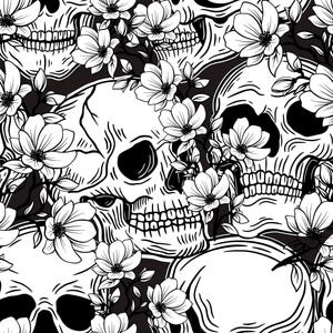 Floral Skull Peel and Stick wallpaper / Skull Removable wallpaper / Black And White wallpaper - Self-adhesive or Traditional image 2