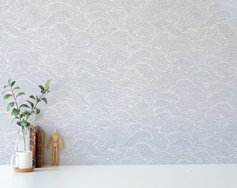 Seamless Waves Peel and stick wallpaper / Wave pattern Self-adhesive or Traditional wallpaper / Coastal Removable Wallpaper / Custom size