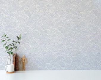 Seamless waves peel and stick wallpaper / Wave pattern Self-adhesive or Traditional wallpaper / Coastal removable wallpaper in neutral color