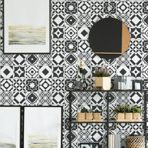 Tile Peel and Stick Wallpaper / Abstract Removable Wallpaper / Bohemian