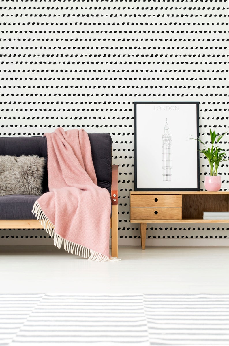 Brush Stroke Peel and Stick Wallpaper / Dotted Removable - Etsy